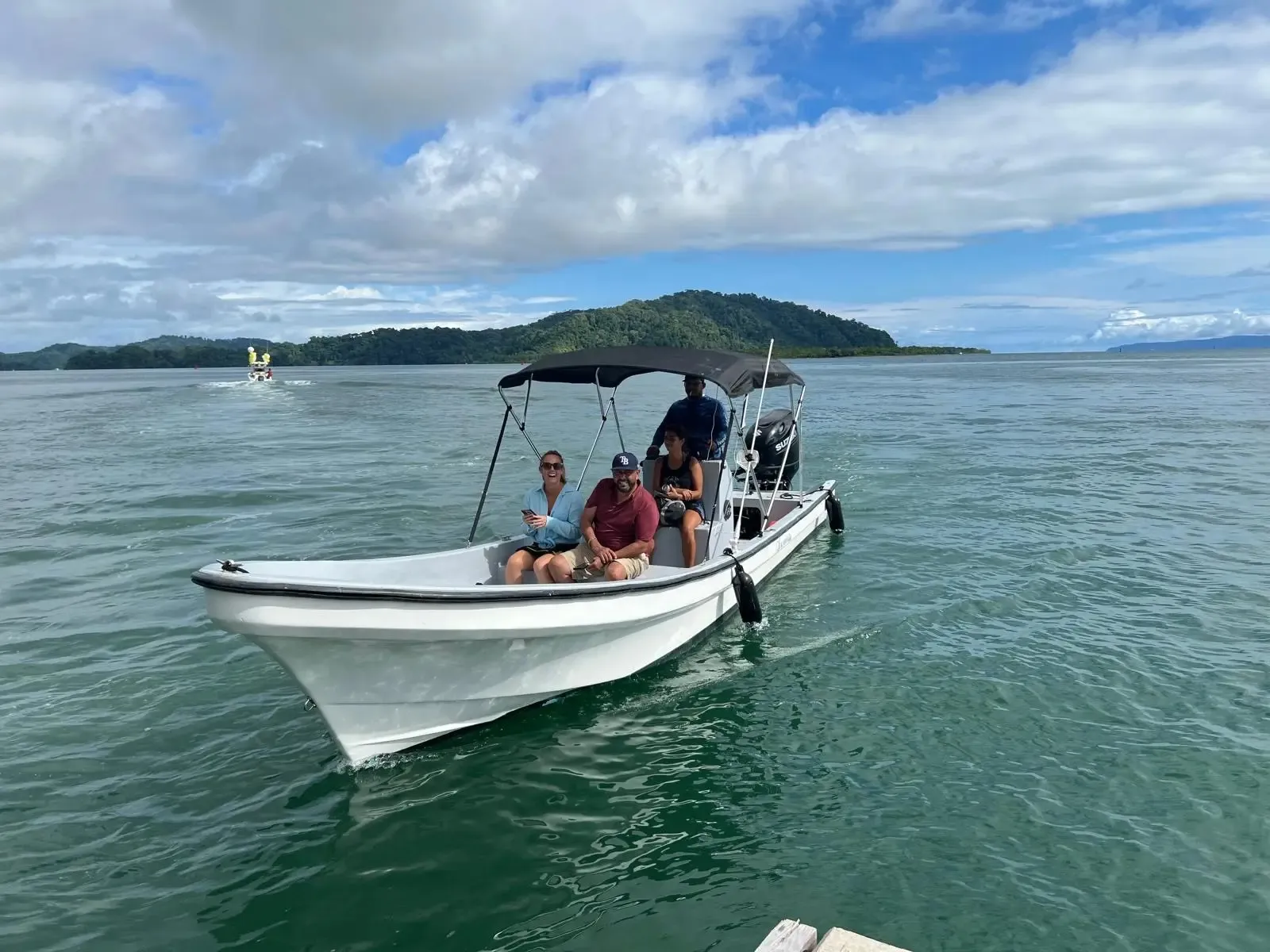 Boat taxi arriving at Playa Zancudo from Golfito, Costa Rica